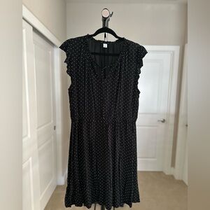 Women’s Old Navy Black & White Polka Dot Flutter Sleeve Dress XL